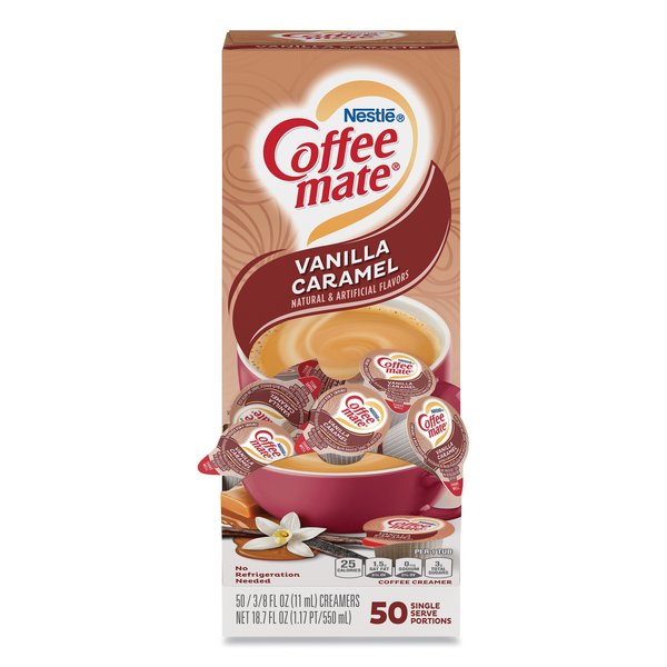 Coffee Mate Liquid Coffee Creamer, Vanilla Caramel, 0.38 oz Mini Cups, 50PK 12182156